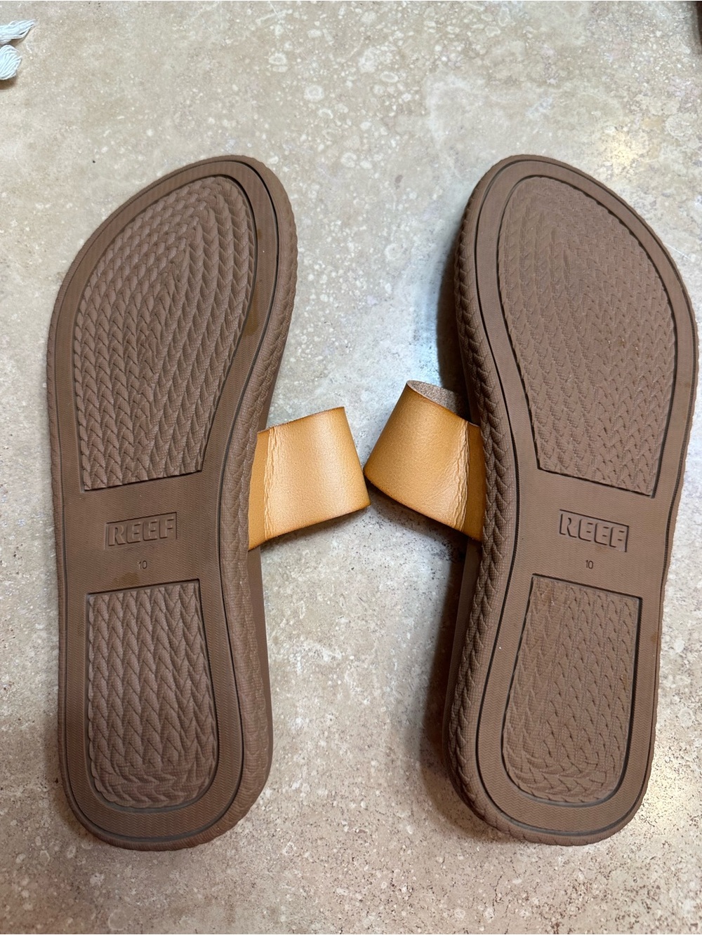 Reef Brown Footbed Slide Sandals with Tan Straps - Picture 6 of 6